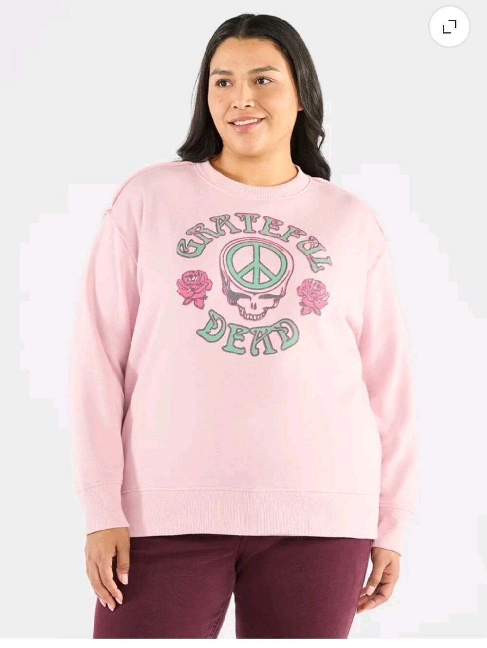 Grateful Dead Lavender Crewneck Sweatshirt with Peace Skull Graphic